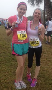 Sam and I, post-race with our Best Damn Medals.