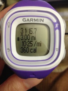 Yeah! Best time yet for a 3 mile run.