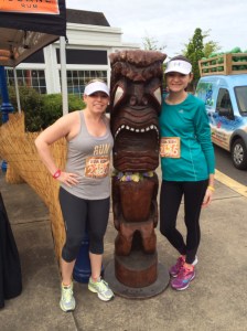 My sister and I with the Tiki man before the Rum Run.