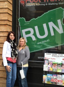 My sister and I during the packet pick up at Foot Traffic in Portland.